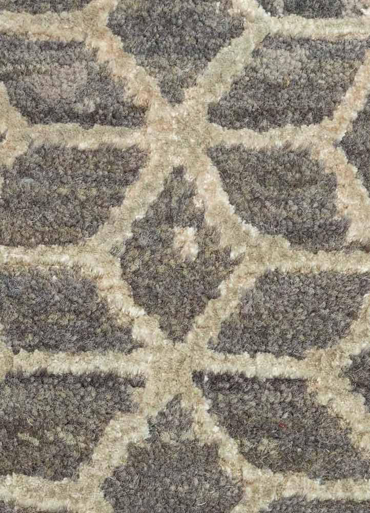 chaos theory by kavi beige and brown wool and bamboo silk Hand Knotted Rug - CloseUp